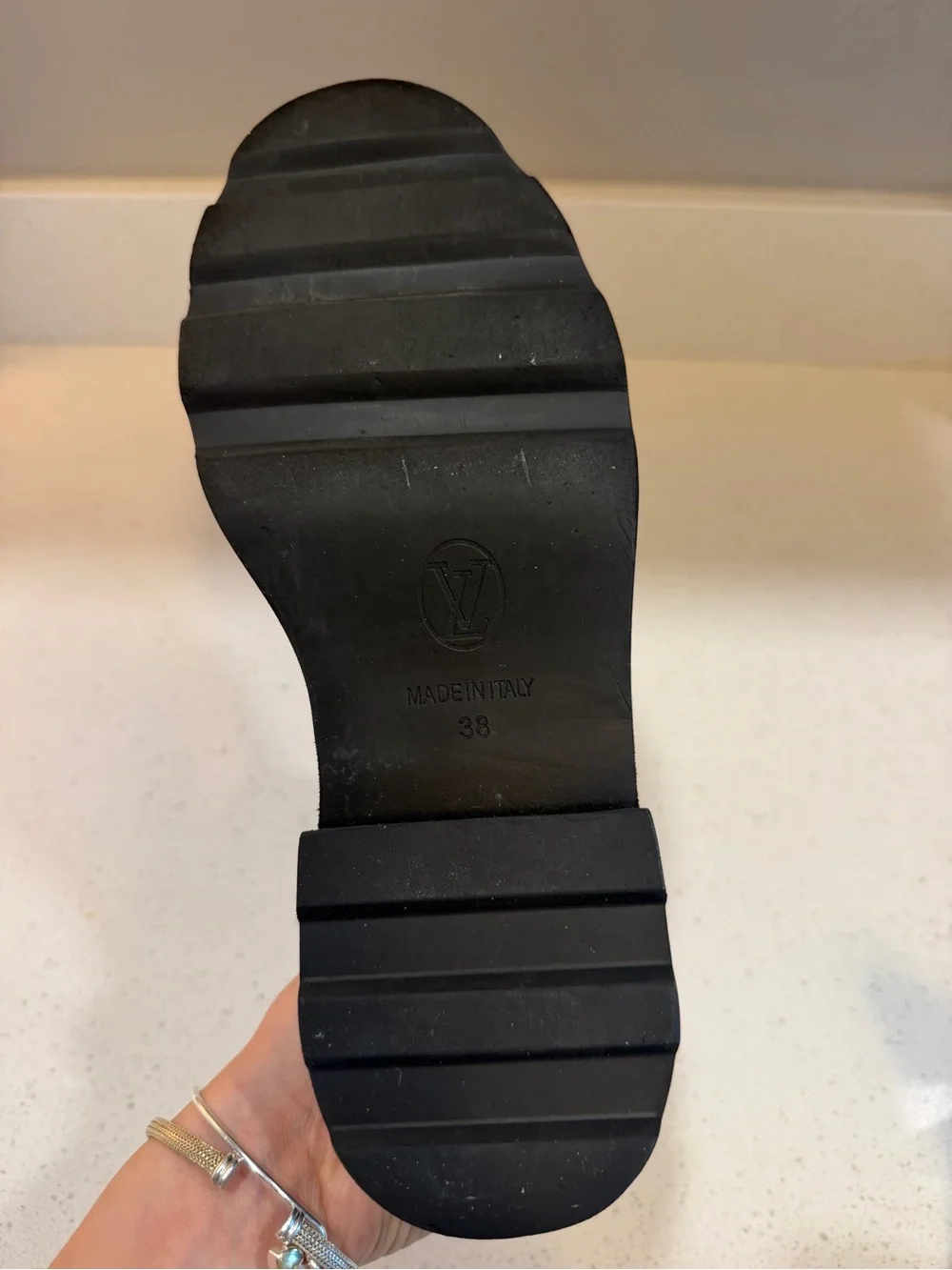 Louis Vuitton Black Leather Chelsea Boots with Gold Logo Placket